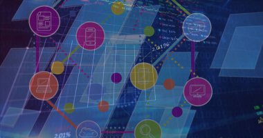 Dijital simgeler ve veri işleme ile bağlantı ağının resmi. küresel bağlantılar ve dijital arayüz konsepti dijital olarak oluşturulmuş görüntü.