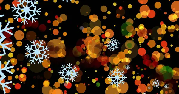 Image Snowflakes Light Spots Black Background Winter Light Movement Concept — Stock Photo, Image