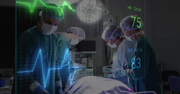 Bild Kardiografi Över Olika Kirurger Som Opererar Patienter Sjukhus Medicin — Stockfoto