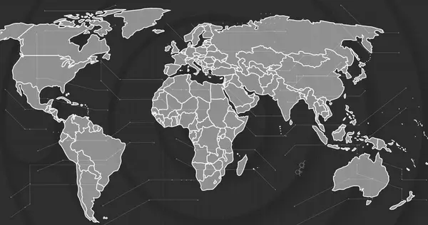 Imagem Processamento Dados Conexões Através Mapa Mundo Conexões Globais Conceito — Fotografia de Stock