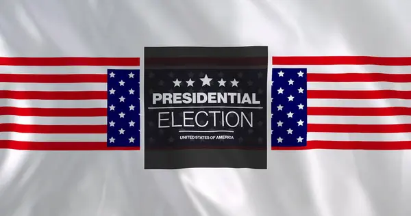 Image Presidential Election Usa Text American Flags Waving White Background — Stock Photo, Image