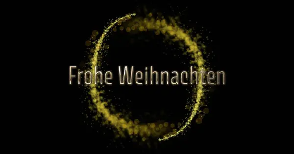 Image Frohe Weihnachten Text Circle Light Trail Black Background Christmas — Stock Photo, Image