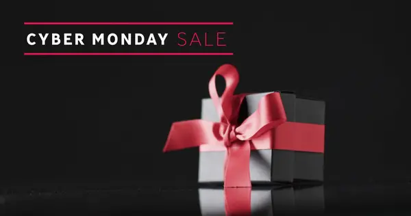 Image Cyber Monday Sale Text Gift Box Sales Retail Cyber — Stock Photo, Image