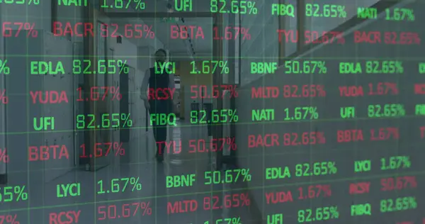 Immagine Dell Elaborazione Dei Dati Finanziari Uomo Affari Caucasico Business — Foto Stock