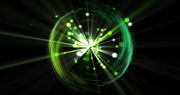 Image Green Light Trails Spots Black Background Abstract Background Light — Stock Photo, Image