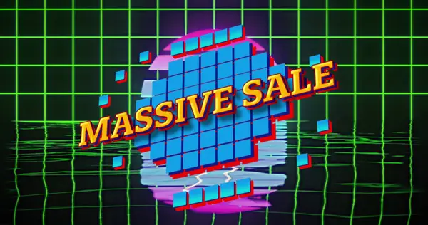 Image Massive Sale Text Squares Retro Grid Background Vintage Shopping — Stock Photo, Image