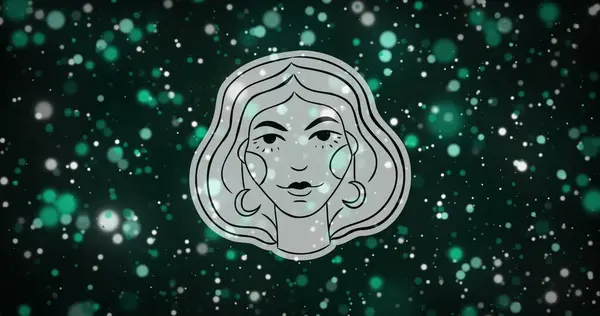 Image Maiden Face Virgo Zodiac Sign Floating Illuminated Lens Flares — Stock Photo, Image