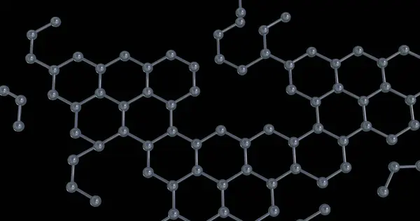 Image Micro Network Molecules Black Background Global Science Connections Computing — Stock Photo, Image