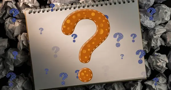 Image Question Marks Notebook Paper Education Knowledge School Concept Digitally — Stock Photo, Image