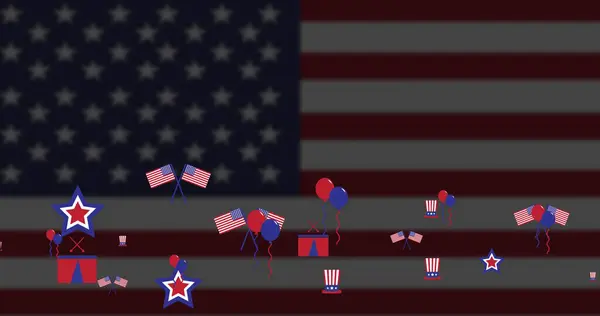 Bilde Amerikanske Ikoner Med Flagg Forente Stater Amerika Amerikansk Uavhengighet – stockfoto