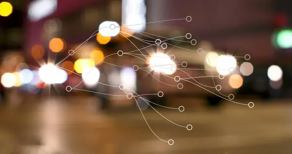 stock image Image of network of connections over caucasian woman rising. Global connections digital interface technology and networking concept digitally generated image.