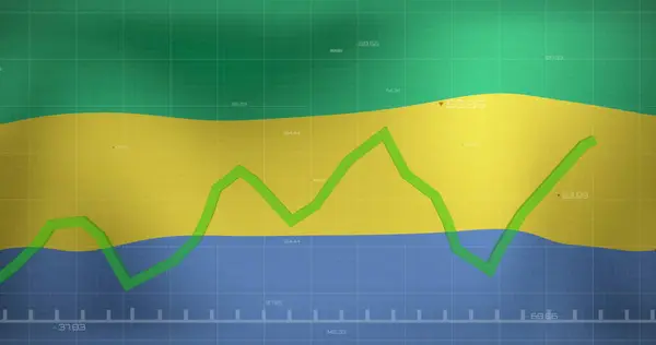Image Green Graph Processing Data Flag Gabon National Economy Travel — Stock Photo, Image
