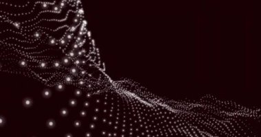 Siyah arkaplanda hareket eden beyaz lekelerin canlandırması. Teknoloji ve dijital arayüz kavramı dijital olarak oluşturuldu.