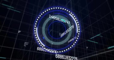 Veri işleme üzerinde taramaların animasyonu. Teknoloji, şekiller ve dijital arayüz konsepti dijital olarak oluşturulmuş video.