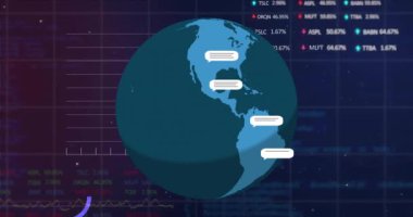 Siyah arkaplan üzerinde ai metin, küre ve dijital veri işleme animasyonu. Dijital olarak oluşturulmuş küresel yapay zeka, bağlantılar, hesaplama ve veri işleme kavramı.