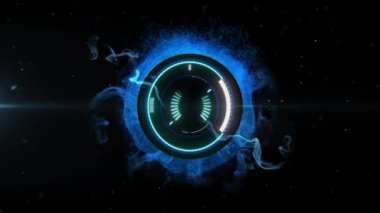 Kapsam taraması animasyonu ve siyah arkaplan üzerinde dijital veri işleme. Dijital olarak oluşturulmuş küresel bağlantılar, hesaplama ve veri işleme kavramı.