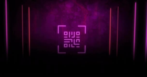 Animaatio Koodin Hehkuva Neon Valo Polkuja Maailmanlaajuinen Kyberturvallisuus Yhteydet Tietojenkäsittely — kuvapankkivideo