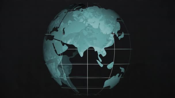 Анимация Голубого Глобуса Вращающегося Чёрном Фоне Коннект Цифровой Интерфейс Глобальная — стоковое видео