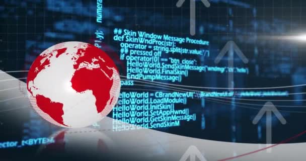 Animation Globe Data Processing Arrows Global Technology Business Digital Interface — Stock Video
