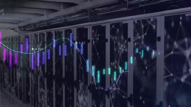 Animering Databehandling Och Nätverk Anslutningar Serverrum Globalt Koncept För Teknik — Stockvideo
