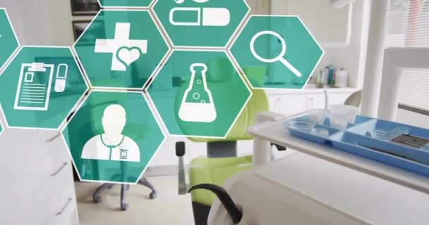 Orvosi Ikonok Animációja Műtőben Orvosi Digitális Interfész Koncepció Digitálisan Generált — Stock videók