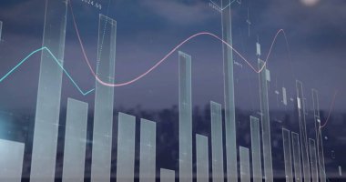 Manzara üzerinde veri işleme resmi. küresel bağlantılar, dijital arayüz ve teknoloji konsepti dijital olarak oluşturulmuş görüntü.