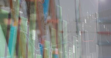 Arka plandaki depoya karşı istatistiksel veri işleme resmi. Lojistik işi ve veri teknolojisi kavramı