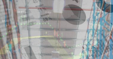 Boş deponun üzerinde veri işleme resmi. küresel sevkiyat, dağıtım ve bağlantılar konsepti dijital olarak oluşturuldu.