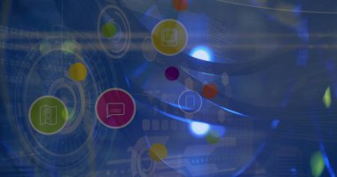 Dijital simgelerin ve dürbünlerin görüntüsü. küresel bağlantılar ve dijital arayüz konsepti dijital olarak oluşturulmuş görüntü.