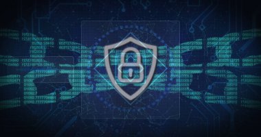 Çevrimiçi güvenlik asma kilit dürbünlerinin görüntüsü dijital zincir üzerinden ekranda taranıyor. küresel bağlantılar, teknoloji ve dijital arayüz kavramı dijital olarak oluşturulmuş görüntü.