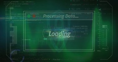 Siyah arkaplan üzerinde veri işleme resmi. küresel iş ve dijital arayüz kavramı dijital olarak oluşturulmuş görüntü.