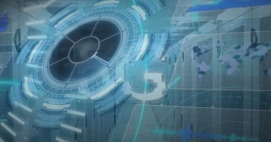 Kapsam taraması ve bilgisayar sunucuları üzerinden veri işleme resmi. küresel bağlantılar, veri işleme ve hesaplama kavramı dijital olarak oluşturulmuş resim.