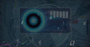 Grafikleri ve grafik işleme verilerini içeren 5g metin resmi. Küresel iletişim, iş, veri ve dijital arayüz kavramı dijital olarak oluşturulmuş görüntü.