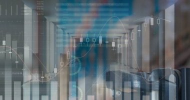 Bilgisayar sunucuları üzerinden finansal veri işleme resmi. küresel iş, veri işleme, dijital arayüz, teknoloji konsepti dijital olarak oluşturulmuş görüntü.