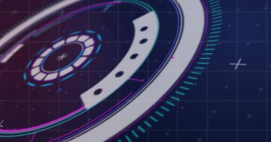 Mavi arka planda tarama yaparken finansal veri işleme görüntüsü. Küresel bilim, bağlantılar, veri işleme ve dijital arayüz kavramı dijital olarak oluşturuldu.