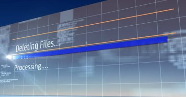 Mavi arkaplanda veri işleme resmi. küresel sosyal medya, bağlantılar ve dijital arayüz konsepti dijital olarak oluşturulmuş görüntü.