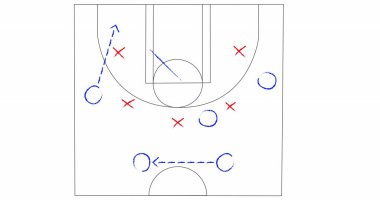 Beyaz arkaplanda oyun planının resmi. Spor ve rekabet konsepti dijital olarak oluşturulmuş imaj.