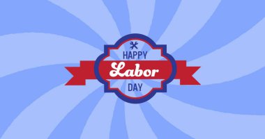 İşçi bayramı metni, Amerika Birleşik Devletleri 'nin kırmızı, beyaz ve mavi araçları üzerinde. Amerikan geleneği ve kutlama konsepti dijital olarak oluşturulmuş imaj.