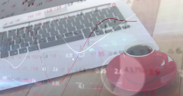 Bild Der Finanzdatenverarbeitung Über Laptop Globales Computer Wirtschafts Finanz Und — Stockfoto
