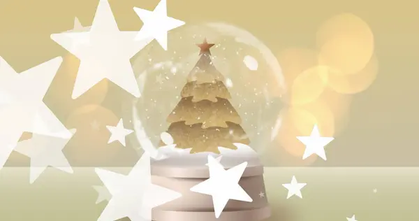 Image Light Spots Stars Snow Globe Christmas Tree Christmas Tradition — Stock Photo, Image