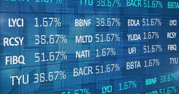 Imagem Mercado Ações Codificação Binária Sobre Fundo Azul Conceito Global — Fotografia de Stock