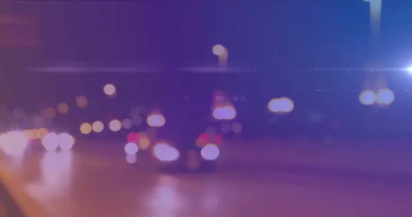 Bild Von Blinkenden Lichtern Über Einer Autobahn Digitales Interface Image — Stockfoto