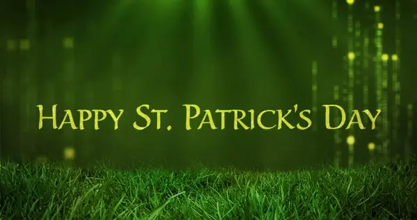 Afbeelding Van Gras Gelukkig Patricks Dag Tekst Groene Achtergrond Patricks — Stockfoto