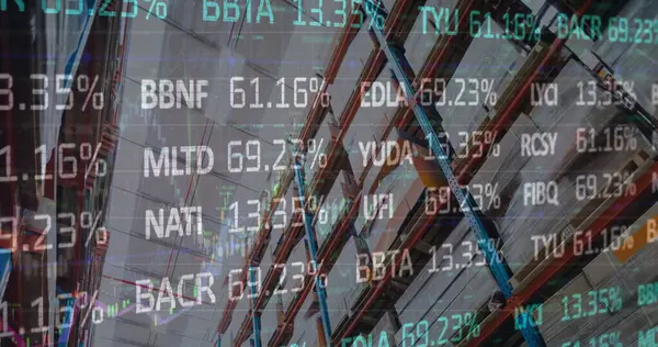 Obrázek Akciového Trhu Zpracování Finančních Údajů Přes Prázdný Sklad Globální — Stock fotografie