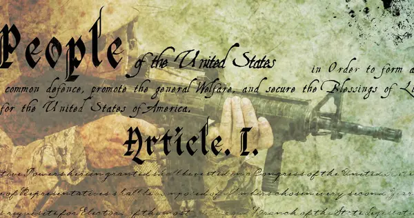 Bilde Tekst Mannlige Soldater Med Maskingevær Patriotisme Feiringskonsept Digitalt Generert – stockfoto