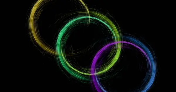 Image Colourful Light Trails Forming Circles Black Background Abstract Background — Stock Photo, Image