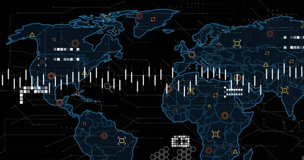 Obrázek Zpracování Finančních Údajů Mapě Světa Globální Finance Obchod Připojení — Stock fotografie