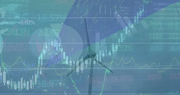 Image Statistical Stock Market Data Processing Spinning Windmill Global Economy — Stock Photo, Image