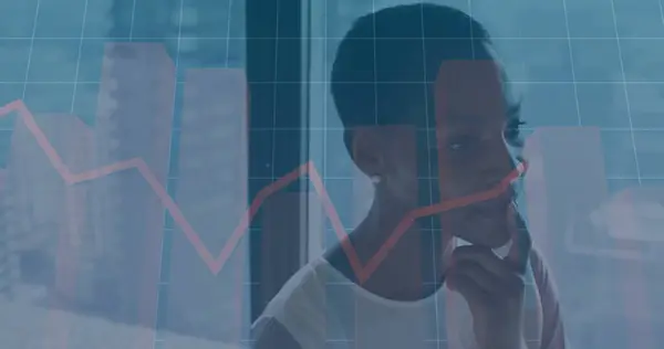 Bild Der Finanzdatenverarbeitung Über Die Afrikanisch Amerikanische Geschäftsfrau Amt Globales — Stockfoto