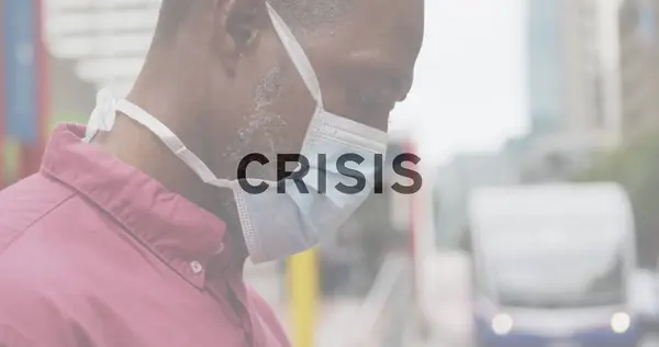 Bild Levande Fall Nummer Över Afrikansk Amerikansk Man Bär Ansiktsmask — Stockfoto
